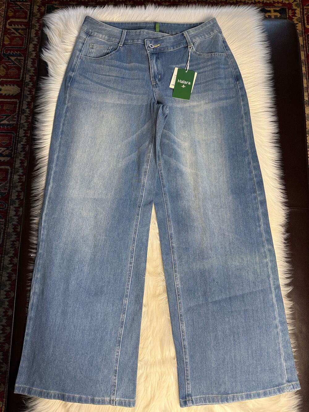 Halara Asymetrical Wide Leg Baggy Jeans NWT M Tall